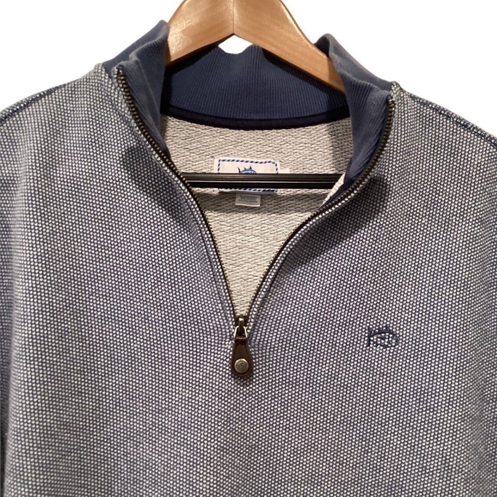 Southern Tide Blue Textured 1/4 Quarter‎ Zip Pullover Sweater Size Medium